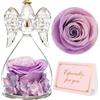 Yamonic Festa della Mamma Idee Regalo,Rosa Eterna Regalo Donna, Rosa Stabilizzata con Angelo di Vetro Regali Mamma Compleanno, Angeli Custodi Regali Nonna, Fiori Eterni con Statuette Angeli Natale