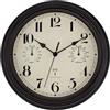 Foxtop Orologio da parete radio per interni ed esterni, resistente alle intemperie, con indicatore di temperatura e igrometro, senza ticchettio, silenzioso, per terrazza, bagno, cucina, soggiorno