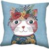 IL MAGGIOLINO | Fodera 40x40 Gobelin con Stampa Gatto e Fiori, Tessuto Doppio, Cerniera Nascosta, Made in Italy