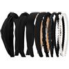 HBselect 8 Piece Headband Set Ladies Headband Satin Pearl Wide Headbands for Women and Girls Headband Headbands Black