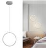 LFsem Lampadario sospensione a LED Anello rotondo Lampada a sospensione Moderna Semplice Plafoniera Nordica Cerchio in Metallo Lampada da soffitto Camera da letto (A-Bianco)