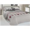 BIANCHERIAWEB Copriletto Piquet Primavera Estate 100% Cotone Disegno Cuore Appeso Matrimoniale Rosso
