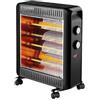 Melchioni Family MAGMA, Stufa Elettrica al Quarzo Portatile con Ruote e Maniglia, Stufa Elettrica da Esterno con Potenza Regolabile 1100W/2200W, Protezione contro il surriscaldamento