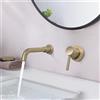 PHASAT Rubinetto per Lavabo a Muro,Miscelatore Lavabo 2 Fori a Muro, Rubinetto Bagno Lavabo a Parete in Ottone, Rubinetti Lavello Girevole 360°，Oro PTBB06LG