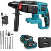 Yofidra Set Martello Perforatore con 2 Batterie da 3.0Ah, Martello Perforatore SDS-Plus 4-in-1, 4800 BPM, Trapano a percussione per cemento, acciaio, legno, Inclusi 10 accessori e valigetta