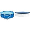 Intex 28202NP - Piscina Fuori Terra Metal Frame Rotonda, Pompa Filtro 1250 L/h, 4485 L, Acciaio e PVC, Blu, 305x76 cm & 28030 Copripiscina, Protegge dai detriti, Multicolore 305 cm
