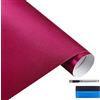 NewL 30cm x 150cm Rose Red spazzolato acciaio inox metallico Vinyl Foil Film Matt Brushed Chrome Car Wrapping Foil Sticker Film Decal Sheet for Motor Laptop Furniture