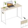 WOHOMO - Scrivania piccola pieghevole 100 cm, scrivania pieghevole, piccolo tavolo pieghevole, piccolo computer tavolo per piccoli spazi, scrivania per ufficio domestico stretta, Beige