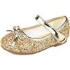 TRIWORIAE-Sandali Scarpe Mary Jane per Bambina Ragazza Brillanti Infradito con Brillantini Glitter Strass Farfalle Oro 26