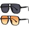 Long Keeper Occhiali da Sole Pilot Vintage Occhiali da Sole Quadrati da Donna Uomo Occhiali Doppio Ponte Retrò Occhiali da Guida Pilota UV400 (Nero/Grigio Scuro+Nero/Arancioni)