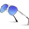 Wrimen Pilot - Occhiali da sole polarizzati da uomo, unisex, montatura in metallo leggero, protezione classica ultra-UV400, per guida, pesca e sport all'aria aperta, 2-Ice Blu