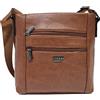 COVERI COLLECTION Borsello Tracolla Regolabile In Ecopelle Verticale Multitasca Grande Capiente Borsa Vintage a Spalla Porta Tablet Zip Art. 2271 Dimensioni 24 X 24 X 8 (MARRONE)