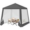 WOLTU Gazebo 3x3 Pieghevole Impermeabile, Pergolato da Giardino, Gazebo da Esterni, con Pareti Laterali a Zanzariera, per Campeggio, Feste, Grigio