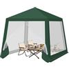 WOLTU Gazebo 3x3 Pieghevole Impermeabile, Pergolato da Giardino, Gazebo da Esterni, con Pareti Laterali a Zanzariera, per Campeggio, Feste, Verde