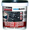 Rubson Aquablock Silicone Liquido SL3000, Facile e Sicuro da Usare, per Impermeabilizzazione e Riparazione di Tetti e Coperture Piani e Inclinati, Guaine, Fioriere, Nero, Secchio 5kg