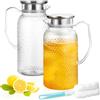 TIE-DailyNec 2L Brocca in Acrilico, TIE-DailyNec 2 Pack Brocca per Acqua in Plastica con Coperchio e Manico, Brocca di Succo Trasparente Senza BPA per Limonata, Latte, tè, Include 1 Pennello a Manico Lungo