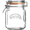 Kilner Barattolo quadrato con chiusura a clip, 1 l (1000 ml), barattolo di vetro ermetico per decapaggio verdure, conservare chutney, chicchi di caffè, noci, pasta, alimenti secchi