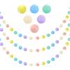 Fatiya Ghirlanda di palline in feltro di lana da 1,8 m, con pompon colorati pastello, fatta a mano, 30 palline con pompon, per parete, casa, scuola, classe, feste, vacanze, decorazione da appendere