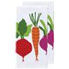 Tefal T-fal Textiles Veggie Stampa Doppio Tessuto Tessuto di Cotone canovaccio da Cucina, White, Confezione da 2