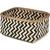 Compactor Cesto in bambù Intrecciato a Mano, Motivo a Zig Zag, Legno Scuro, 30 x 23 x H.15 cm, RAN6434_L
