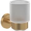 Villeroy & Boch Elements - Portaspazzolino da parete in vetro satinato con supporto in zinco, rotondo, oro
