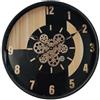 PRENDELUZ Orologio da parete ingranaggi, nero/faggio/oro, 59 x 59 x 8 cm, con movimento, ideale per decorare e organizzare spazi.