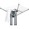 Brabantia Wallfix Stendibiancheria con Contenitore, Metallic Grey, 24 Metri | Stendino da parete richiudibile, Con supporti a muro e sagoma di foratura, Include contenitore protettivo ed elegante
