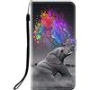Sunrive Cover compatibile con Oppo A5 Pro 5G, Custodia con supporto di stand e in Pelle artificiale per carte di credito Portafoglio Flip Chiusura Magnetica bumper(Q Elefante 2)