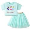 TCWWBB Set di vestiti corti estivi per bambine con stampa di unicorno e coniglietto con stampa animalier, maglietta a maniche corte, in cotone, top e pantaloncini, set da 2 pezzi, per bambini da 1 a 7