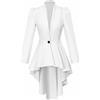 Eauptffy Steampunk giacca vittoriana da donna cappotto medievale vintage gotico frack rinascimentale cappotto pirata Halloween punk abbigliamento barocco camicia a maniche lunghe smoking, O bianco
