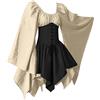 MJGkhiy Abito Medievale Donna Celtico Vestito Cosplay Medievale da Donna Medievale Rinascimentale Abito Abito Maniche Pipistrello Medievale Vestiti da Sera Halloween Abito Da Donna