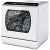 Hermitlux Lavastoviglie portatile con 4 Coperti, Serbatoio dell'acqua da 5 L, Lavastoviglie Piccola da 6 Programmi, Bianco