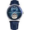 BETTIMER Pagani Design Orologio Meccanico Automatico Uomo Movimento Meccanico a Vista, Cassa 42mm in Acciaio 316L, Cinturino in Pelle PU, Resistente all'Acqua 100m (10ATM), Vetro Zaffiro (Blu chiaro)
