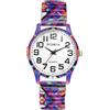 OIDEA Orologio da donna con cinturino elastico: orologio da donna in acciaio inossidabile estensibile, fantasia geometria dei colori analogico, al quarzo, grande quadrante numeri arabi, regalo di