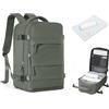 SZSYCN Zaino Sottovuoto con Pompa Ryanair 40x20x25 Bagaglio a Mano Borsa da Viaggio Impermeabile per Laptop Zaino Sottovuoto Viaggio con Porta USB e Scomparto per Scarpe, Verde