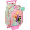 safta Principesse Disney BLOOM - Zaino per bambini con carrello 705, ideale per bambini di diverse età, comodo e versatile, qualità e resistenza, 26 x 11 x 34 cm, Verde Acqua/Rosa Chiaro, M, Casual