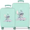 Disney Lovely Stitch Set di valigie blu 55/65 cm rigido 5,6 kg Chiusura a combinazione laterale ABS 5,6 kg 91L Bagaglio a mano, blu, Taglia unica, Set di valigie