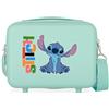 Disney Joumma Disney Aloha Stitch Valigia per bambini Valigia da cabina Blu Bianco ABS rigido Lucchetto a combinazione laterale 4 ruote Bagaglio a mano