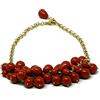 DodiGioielli.it DodiGioielli Collana Girocollo Charms Gocce e Palline in Pasta di Corallo Rosso Sardegna, Catena Dorata, Made in Italy