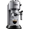 De'Longhi Dedica EC685.M Macchina da Caffè Espresso Manuale e Cappuccino, Polvere o Cialde E.S.E., Spegnimento Automatico, Serbatoio Estraibile 1L, Scaldatazze, 1350W, 15bar, Argento