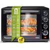 TurboTronic By Z-LINE TurboTronic Forno Elettrico da Tavolo con Ventilazione e Girarrosto - 35 Litri, 1600W, Mini Forno per Pizza e Camping, Nero con 2 Teglie