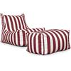 Deshome - Poltrona da esterno giardino con pouf poggiapiedi idrorepellente sfoderabile: Chaise longue da esterno con imbottitura lettino puff design Light Pouf Bordeaux