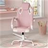 WOLTU Sedia Gaming, Sedia per PC, Ergonomica con Tessuto Traspirante, Altezza Regolabile, Ruote, Schienale, Braccioli e Funzione Basculante, Bianco+Rosa
