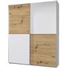 AVANTI TRENDSTORE Dongo - Armadio a 2 ante scorrevoli in laminato di colore bianco/quercia selvaggia. LAP ca. 170x195x57,5 cm