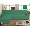 BIANCHERIAWEB Copridivano Genius con Penisola Chaise Longue Modello Swing Colore Verde Oliva Sinistra Oliva
