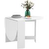 HOMCOM Tavolo da Pranzo Pieghevole, Scrivania Richiudibile Salvaspazio con 2 Ribalte Ovale per 6 Persone, Tavolo Cucina a Ribalta, Ideale per Soggiorno, Casa, Ufficio, 163x80x75 cm, Bianco