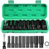 Gueenky 11 Pezzi Set Chiavi a Bussola Lunghe, 1/2'' Bussole per Avvitatore ad Impulsi 10-24mm Esagonali Bussole per Trapano a Impatto con Adattatore per Riparazioni Auto Cambio Pneumatici