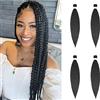 X-Tress 4 confezioni di extension per capelli, facili da intrecciare, 61 cm, pre-allungate, struttura yaki, impostazione con acqua calda, fibra leggera, colore nero, trecce africane (#1B)