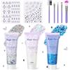 DazSpirit 3pcs Body Glitter Gel con 2x Gemme Strass Autoadesivi e Pennello, DIY Brillantini Viso Make Up per Festival, Glitter Viso con Paillettes e Strass per Corpo, Occhi (Bianco, Argento, Blu)