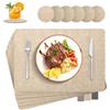 LUOJINYI Set di 6 tovagliette lavabili, in finta pelle, resistenti al calore, 30 x 43 cm, antiscivolo, per casa, cucina, ristorante e hotel (beige)